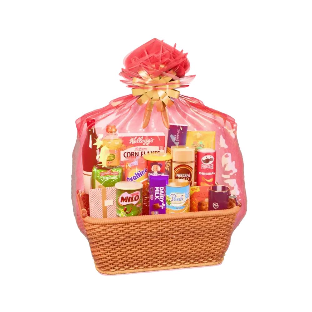 A wrapped hamper